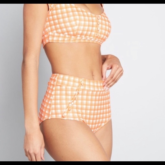 NWOT ModCloth sissone gingham Orange bikini set - Picture 9 of 10